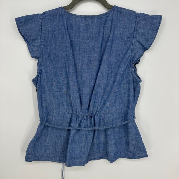 J. Crew Blue Wrap Top - Picture 2 of 7